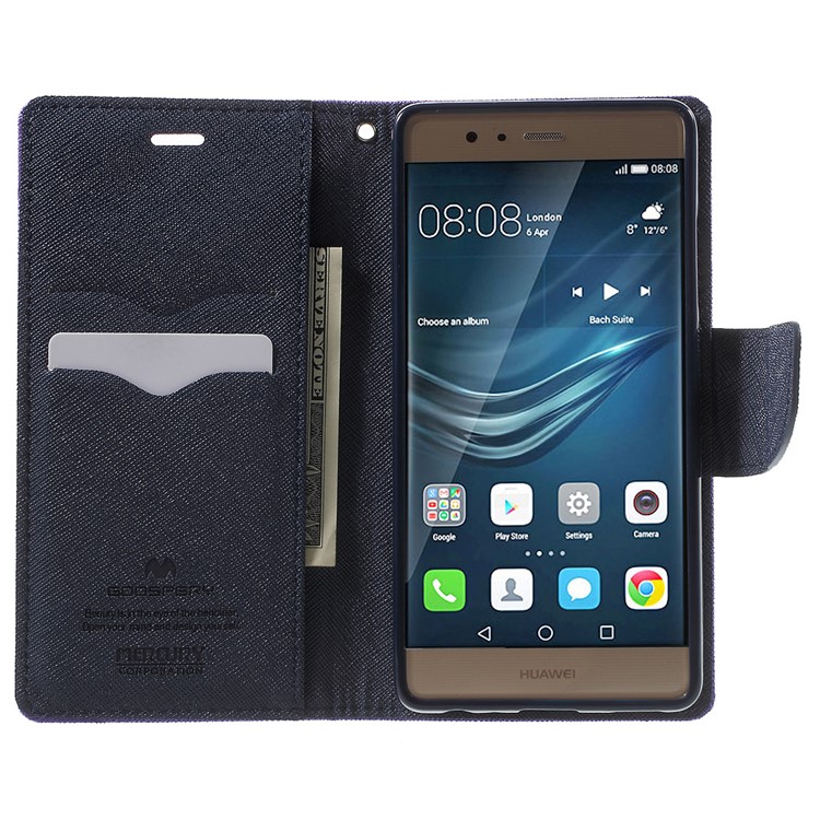 MERCURY GOOSPERY Leather Wallet Stand Cover for Huawei P9 - Purple-5