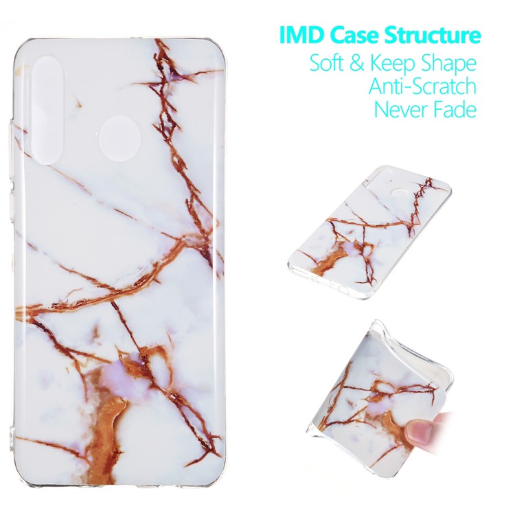 Padrão De Mármore IMD TPU Gel Tampa Móvel Para Huawei P30 Lite / nova 4e - Estilo L-1