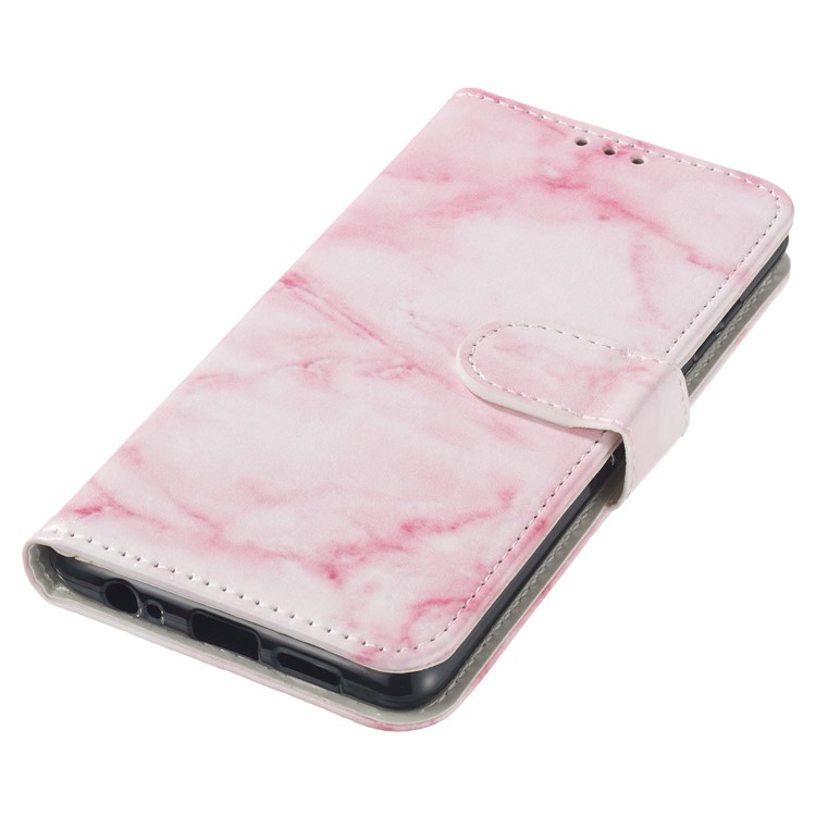 Pattern Printing Leather Wallet Stand Case for Huawei P30 - Pink Marble-5