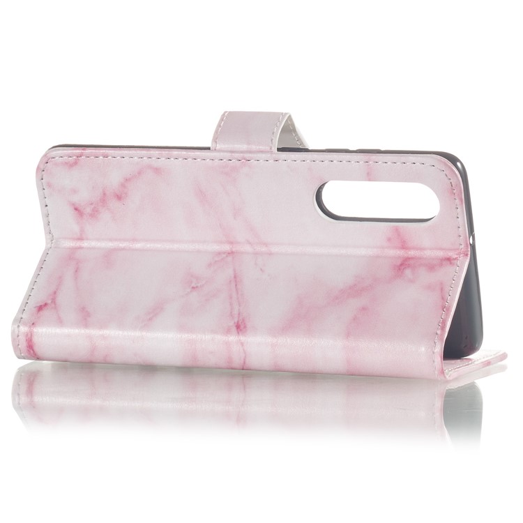 Pattern Printing Leather Wallet Stand Case for Huawei P30 - Pink Marble-7