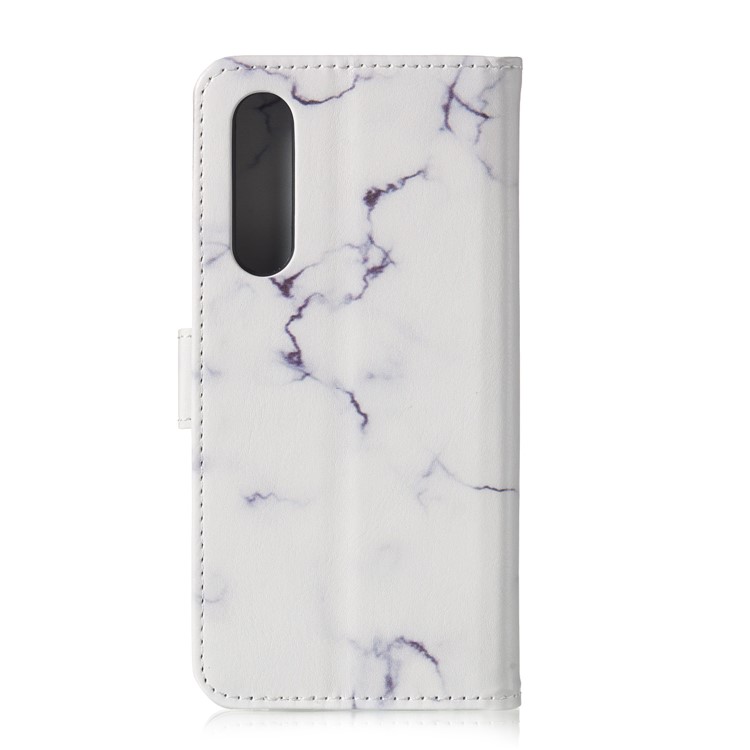 Brieftaschenständer Aus Leder Mit Musterdruck Für Huawei P30 - Weisser Marmor-4