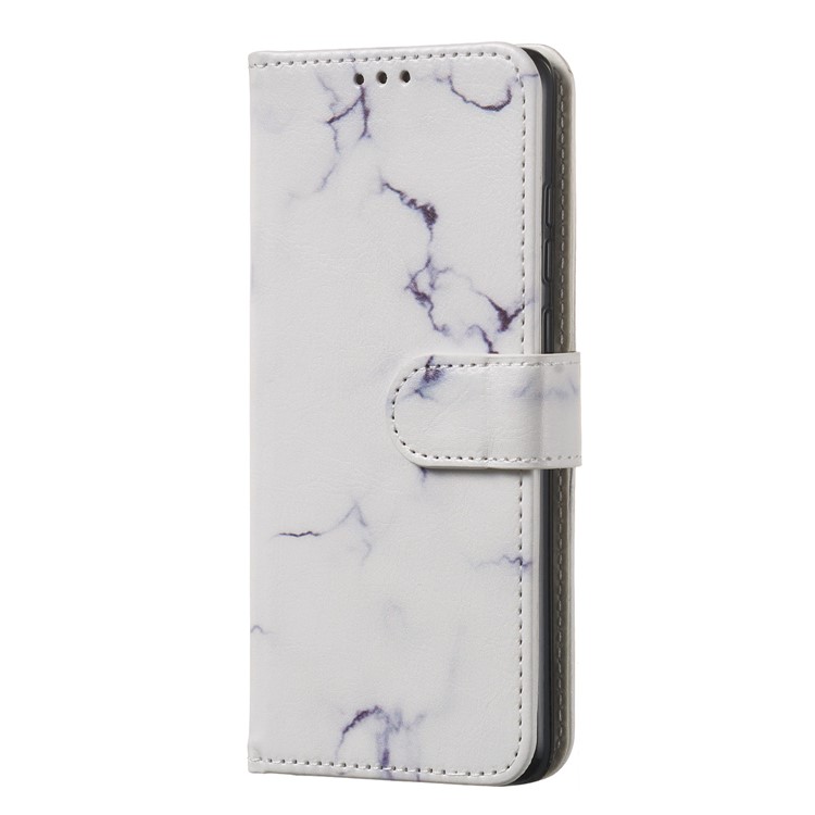 Brieftaschenständer Aus Leder Mit Musterdruck Für Huawei P30 - Weisser Marmor-5