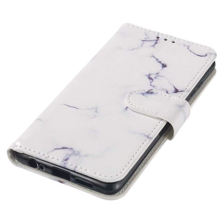 Brieftaschenständer Aus Leder Mit Musterdruck Für Huawei P30 - Weisser Marmor-6