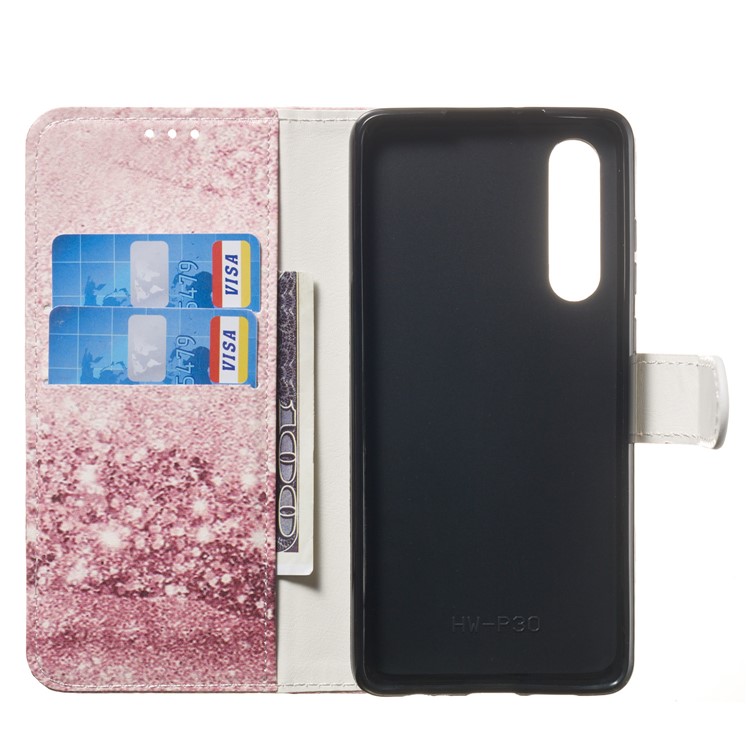 Brieftaschenständer Aus Leder Mit Musterdruck Für Huawei P30 - Glitter Pailletten-2