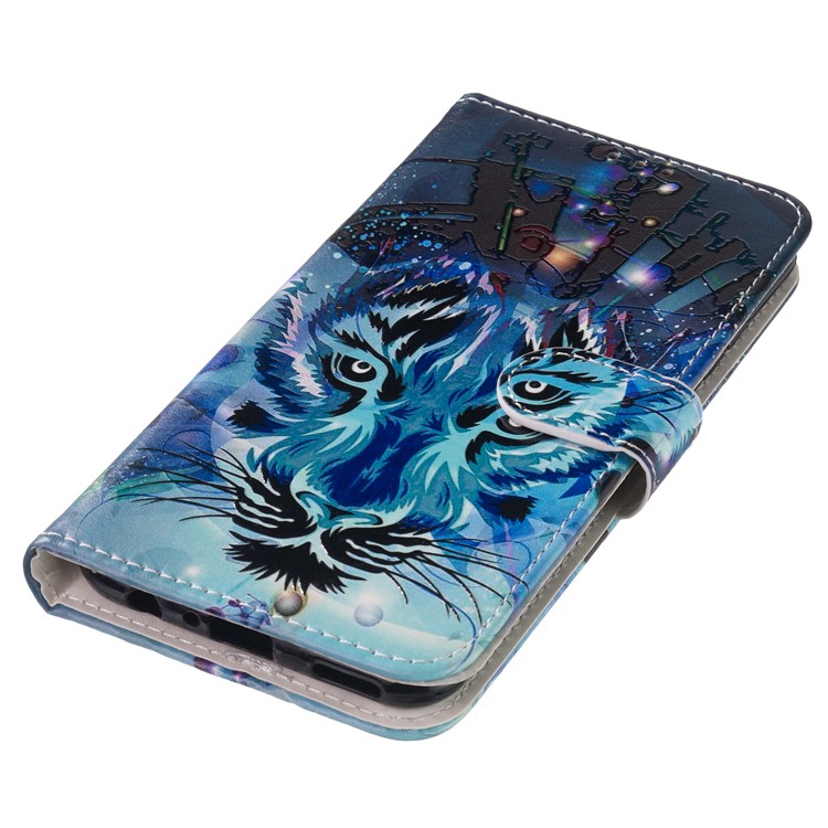 For Huawei Honor 10 Lite / P Smart (2019) Embossed Patterned Leather Wallet Protective Shell - Wolf-5