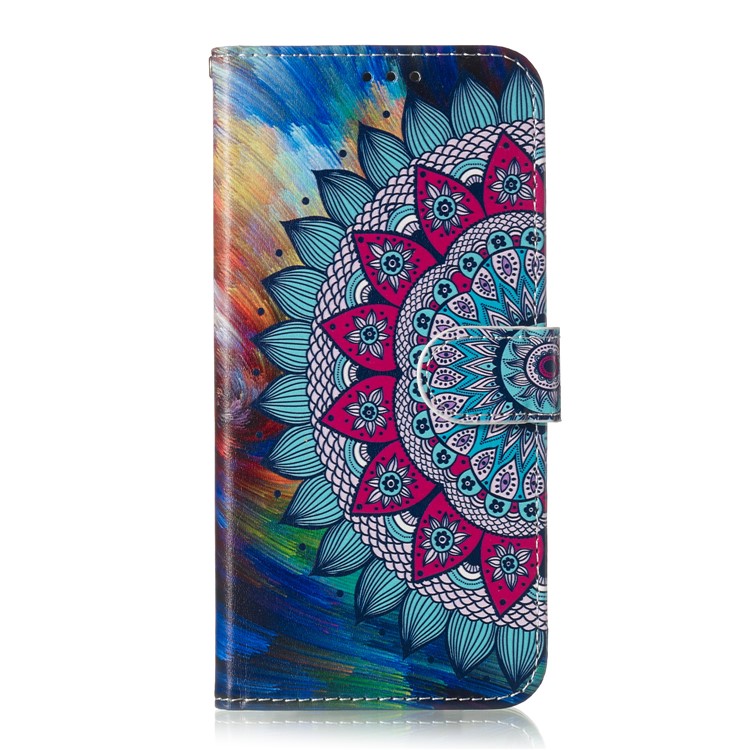 Pattern Printing Embossed Wallet Leather Stand Case for Huawei P30 - Mandala Flower-2