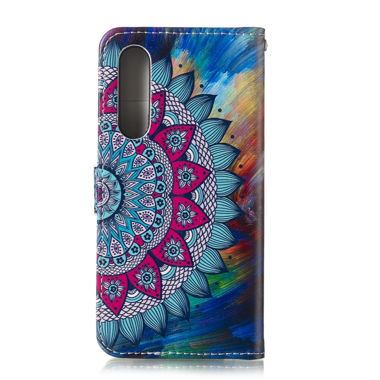 Pattern Printing Embossed Wallet Leather Stand Case for Huawei P30 - Mandala Flower-3