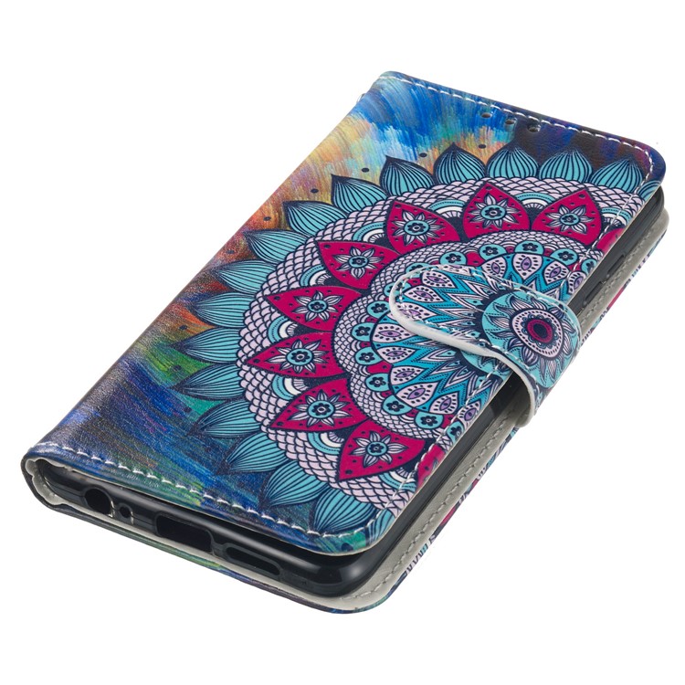 Pattern Printing Embossed Wallet Leather Stand Case for Huawei P30 - Mandala Flower-5