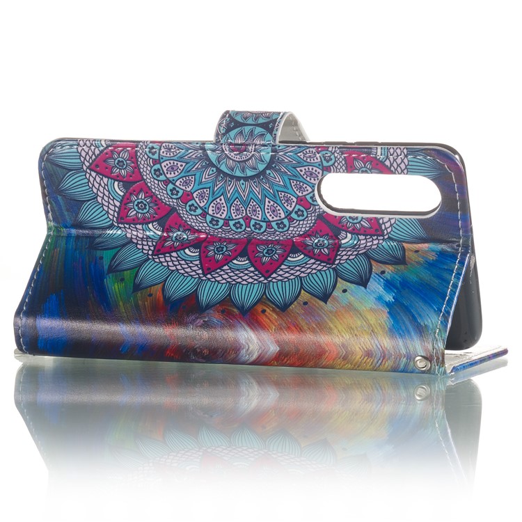 Pattern Printing Embossed Wallet Leather Stand Case for Huawei P30 - Mandala Flower-6