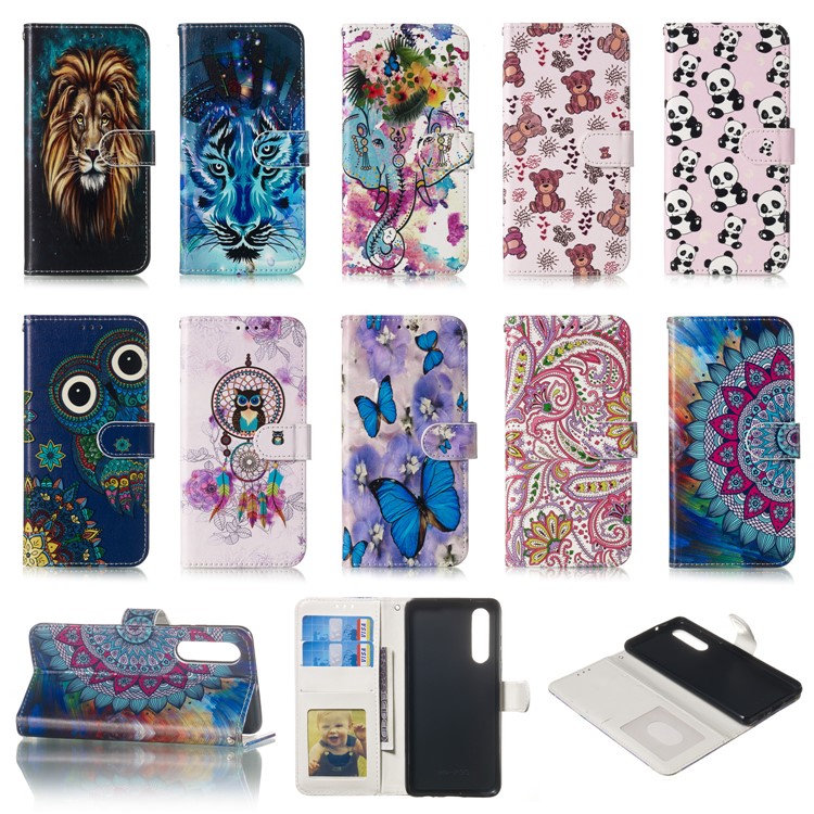 Pattern Printing Embossed Wallet Leather Stand Case for Huawei P30 - Mandala Flower-9