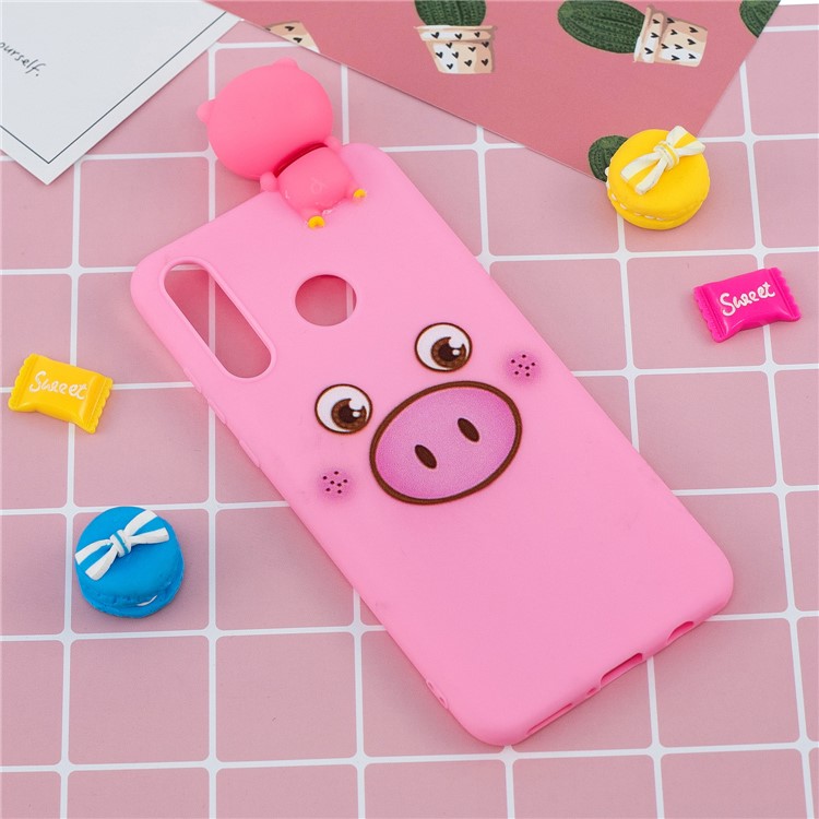 Impressão de Padrões TPU Gel Mobile Case Para Huawei P30 Lite / Nova 4e Com Boneca de Animal 3D - Porco-8