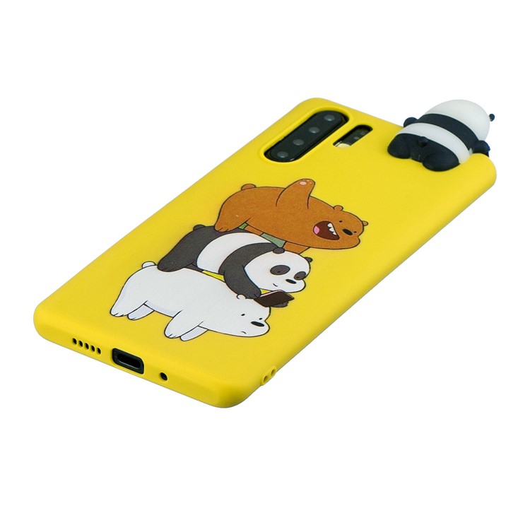 Pattern Printing TPU Gel Protection Shell for Huawei P30 Pro with 3D Animal Doll - Panda and Bear-2