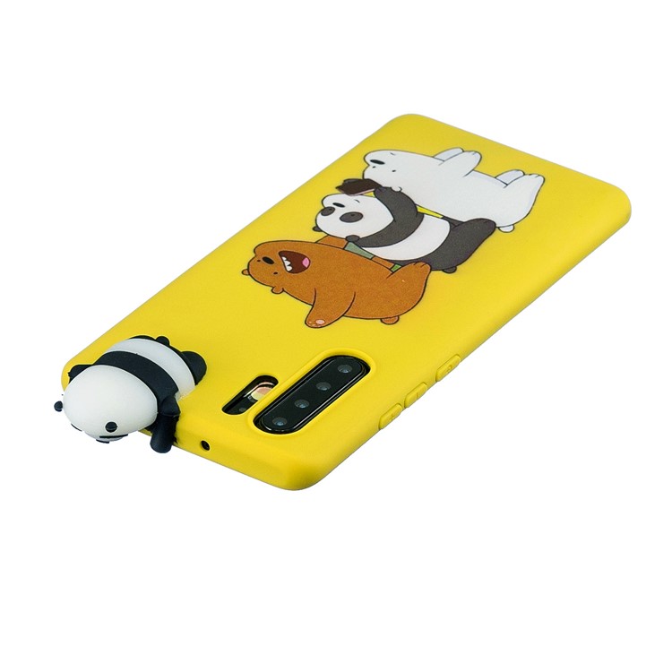 Pattern Printing TPU Gel Protection Shell for Huawei P30 Pro with 3D Animal Doll - Panda and Bear-3