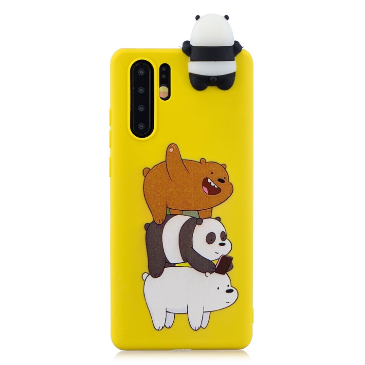 Pattern Printing TPU Gel Protection Shell for Huawei P30 Pro with 3D Animal Doll - Panda and Bear-5