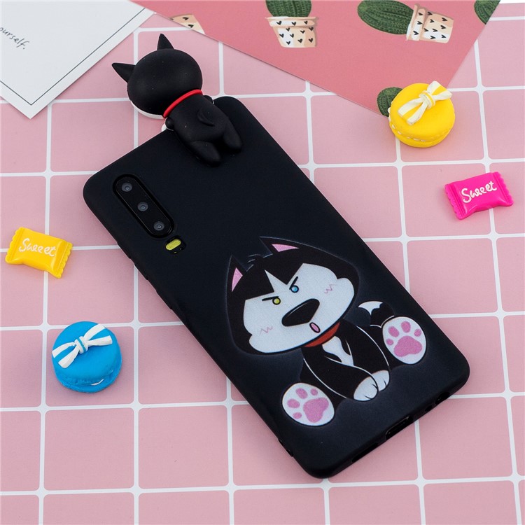 Pattern Printing TPU Gel Protective Case for Huawei P30 with 3D Animal Doll - Dog-8