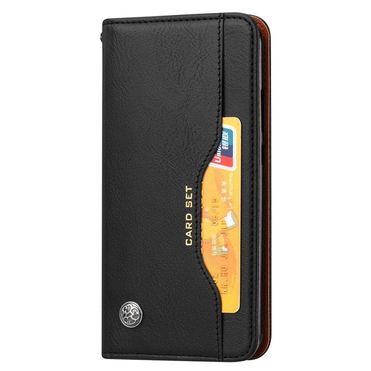 Auto-absorbed Wallet Stand Flip Leather Case for Huawei Y7 (2019) - Black-3