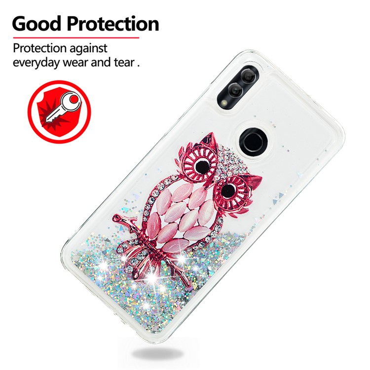 Dynamic Glitter Powder Sequins TPU Case for Huawei Honor 10 Lite - Owl-3