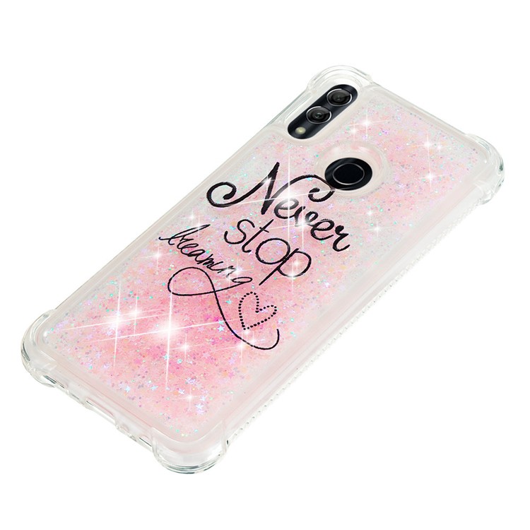 Liquid Glitter Powder Patterned Quicksand Shockproof TPU Back Case for Huawei Honor 10 Lite / P Smart (2019) - Never Stop Dreaming-8