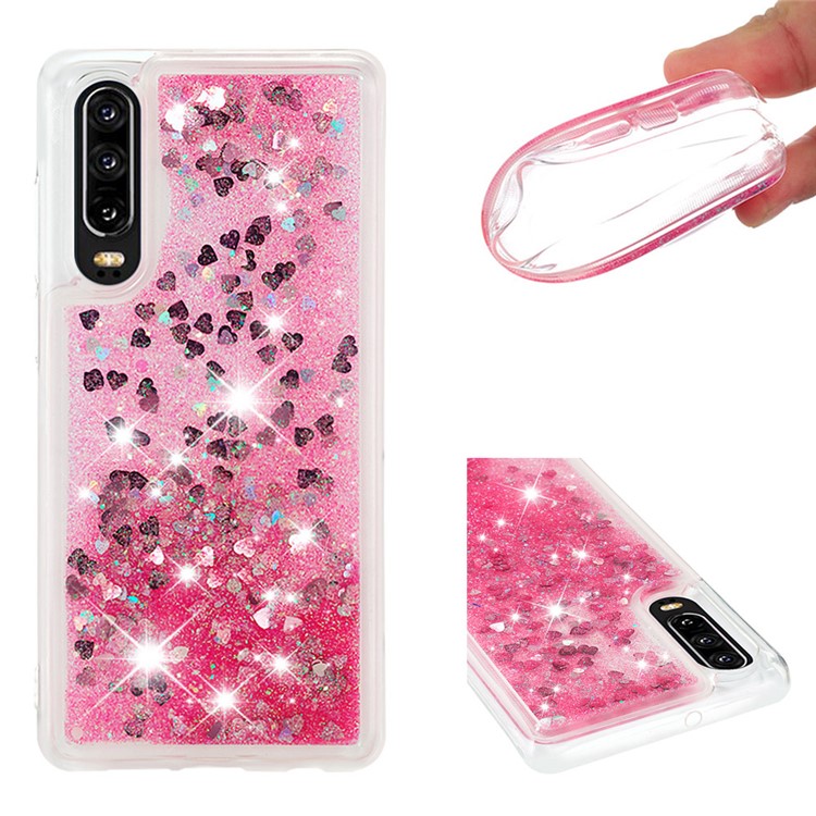 Dynamic Quicksand Shock-absorbing TPU Mobile Phone Cover Case for Huawei P30 - Pink-1