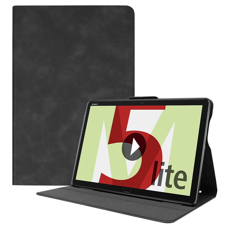Textured Leather Stand Smart Tablet Cover for Huawei MediaPad M5 lite 10 - Black-1