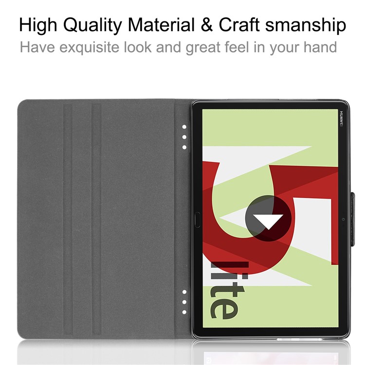 Textured Leather Stand Smart Tablet Cover for Huawei MediaPad M5 lite 10 - Black-7