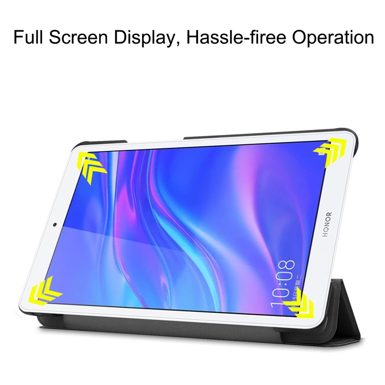 Tri-fold Leather Stand Case for Huawei Honor Pad 5 8.0-inch - Black-4