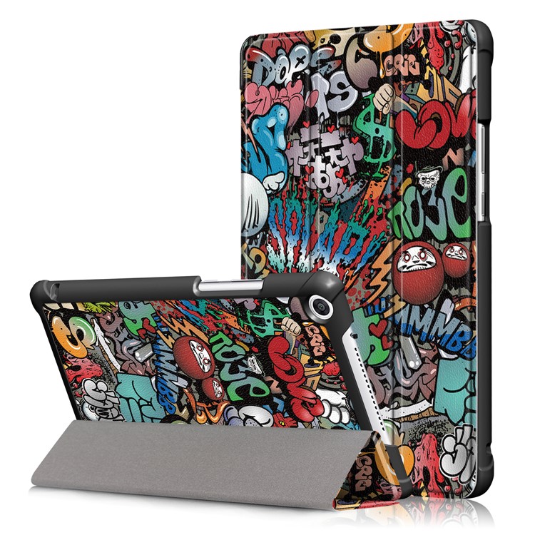 Pattern Printing Tri-fold Stand Leather Smart Case for Huawei Honor Pad 5 8.0-inch - Graffiti Pattern-1