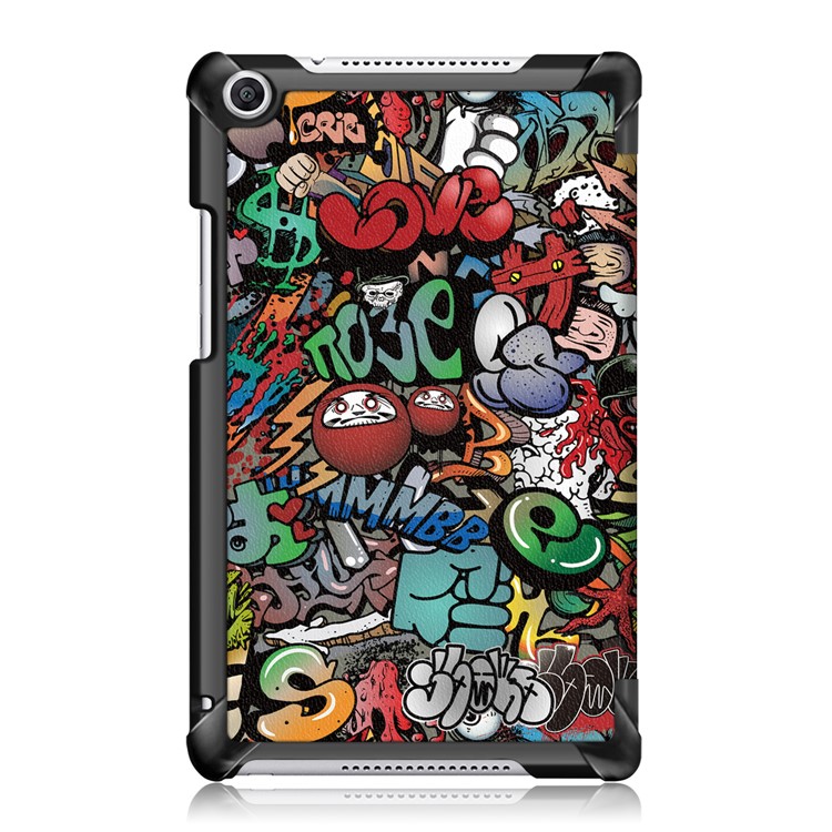 Pattern Printing Tri-fold Stand Leather Smart Case for Huawei Honor Pad 5 8.0-inch - Graffiti Pattern-3