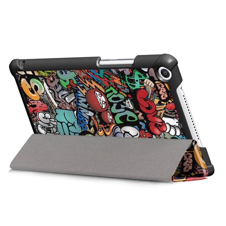 Pattern Printing Tri-fold Stand Leather Smart Case for Huawei Honor Pad 5 8.0-inch - Graffiti Pattern-6