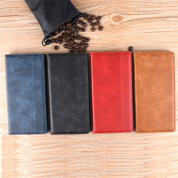 Auto-absorbed Vintage Leather Wallet Mobile Phone Cover for Huawei P30 - Black-11