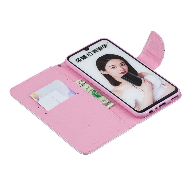 Patterned Leather Stand Protective Cover with Strap for Huawei Honor 10 Lite / P Smart (2019) - Pink Marble-4