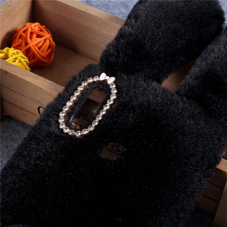 Bunny Design Rhinestone Furry TPU Back Cover for Huawei Y7 (2019) - Black-4