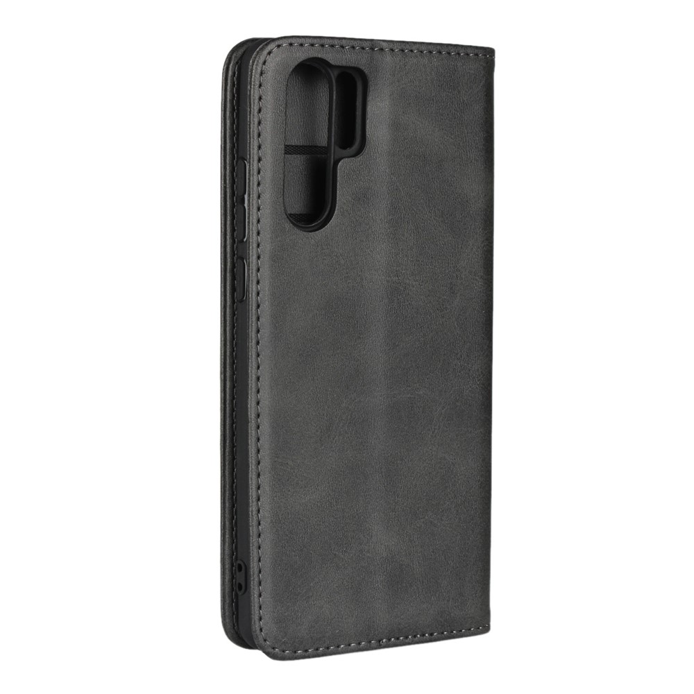 Auto-absorbed Leather Wallet Stand Case for Huawei P30 Pro - Black-3