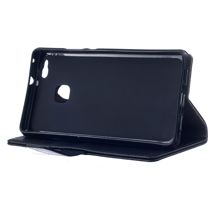 Lychee Skin Leather Wallet Case for Huawei P9 Lite - Black-4