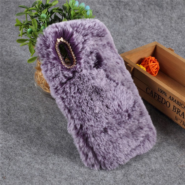 Soft Fur Coated Rhinestone TPU Case for Huawei Y7 (2019) - Purple-2