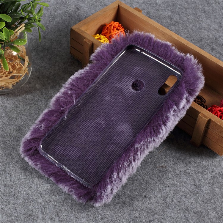 Soft Fur Coated Rhinestone TPU Case for Huawei Y7 (2019) - Purple-3