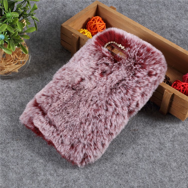 Soft Fur Coated Rhinestone TPU Case for Huawei Honor View 20 / Honor V20 - Wine Red-1