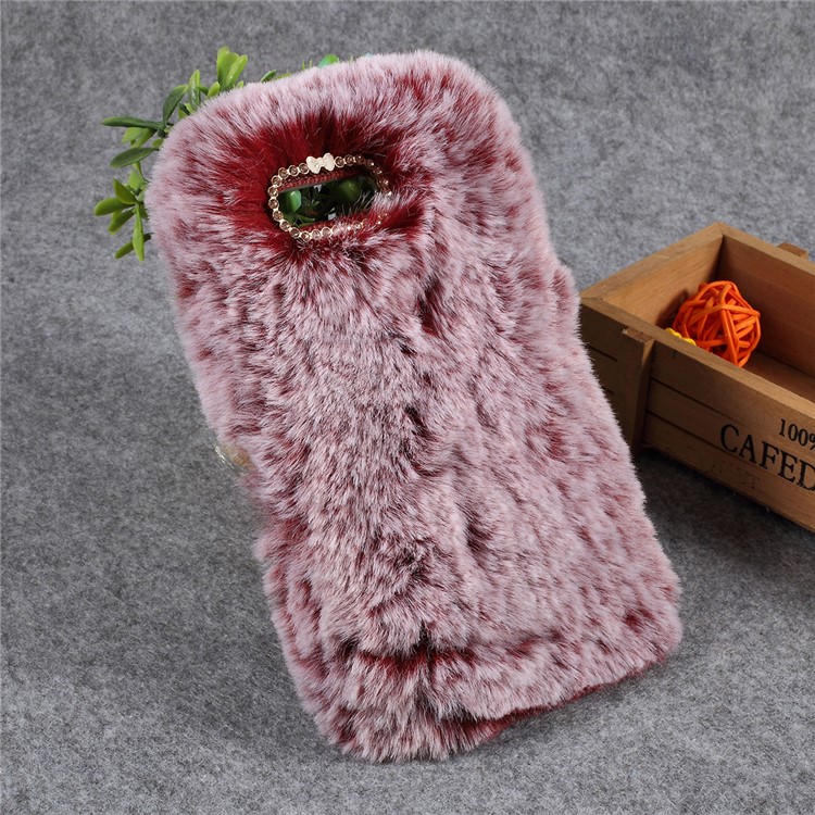 Soft Fur Coated Rhinestone TPU Case for Huawei Honor View 20 / Honor V20 - Wine Red-2