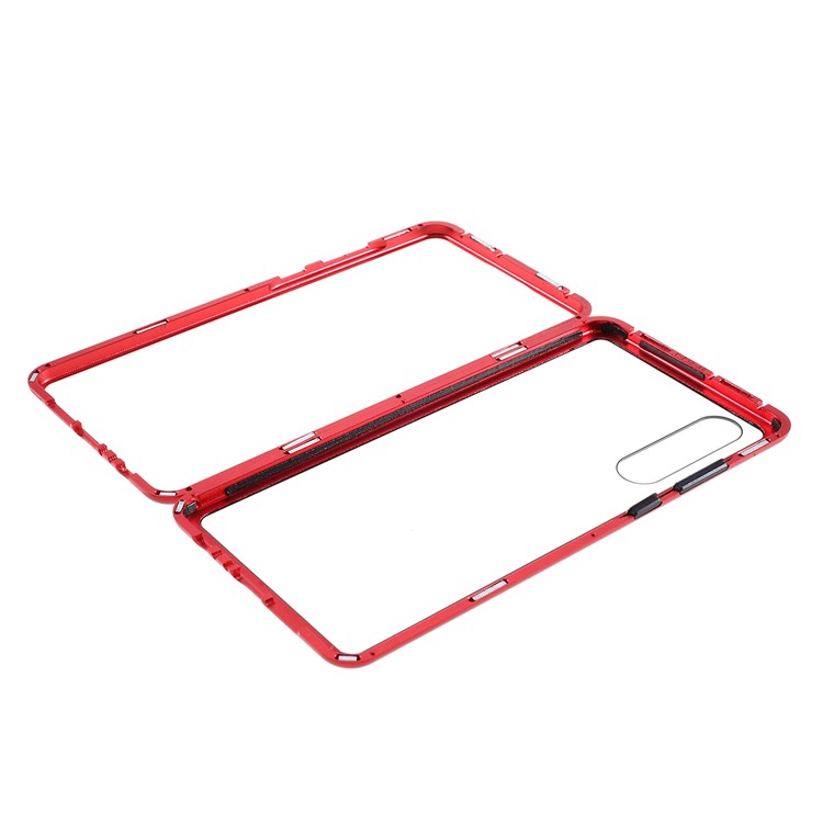 Magnetic Attraction Tempered Glass Phone Casing for Huawei P30 - Red-1