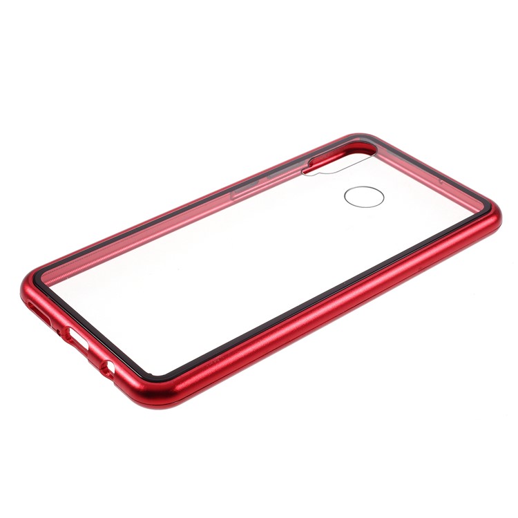 Electroplating Magnetic Attraction Metal Frame + Tempered Glass Back Phone Shell for Huawei P30 Lite / nova 4e - Red-4