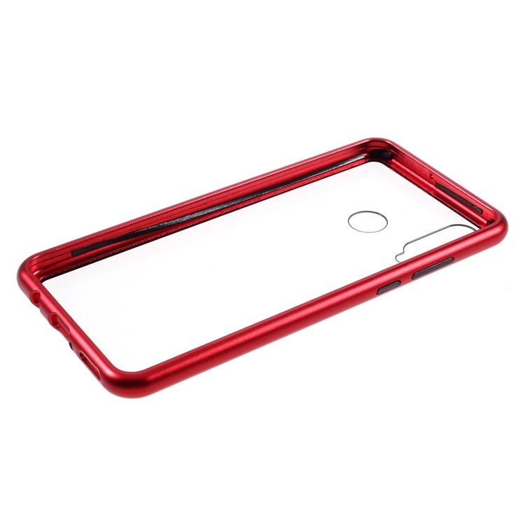 Electroplating Magnetic Attraction Metal Frame + Tempered Glass Back Phone Shell for Huawei P30 Lite / nova 4e - Red-5