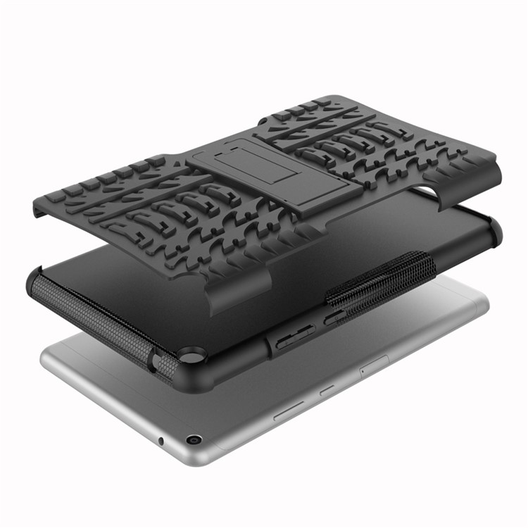 For Huawei MediaPad T3 8.0 Tyre Pattern PC + TPU Hybrid Phone Case with Kickstand - Black-5