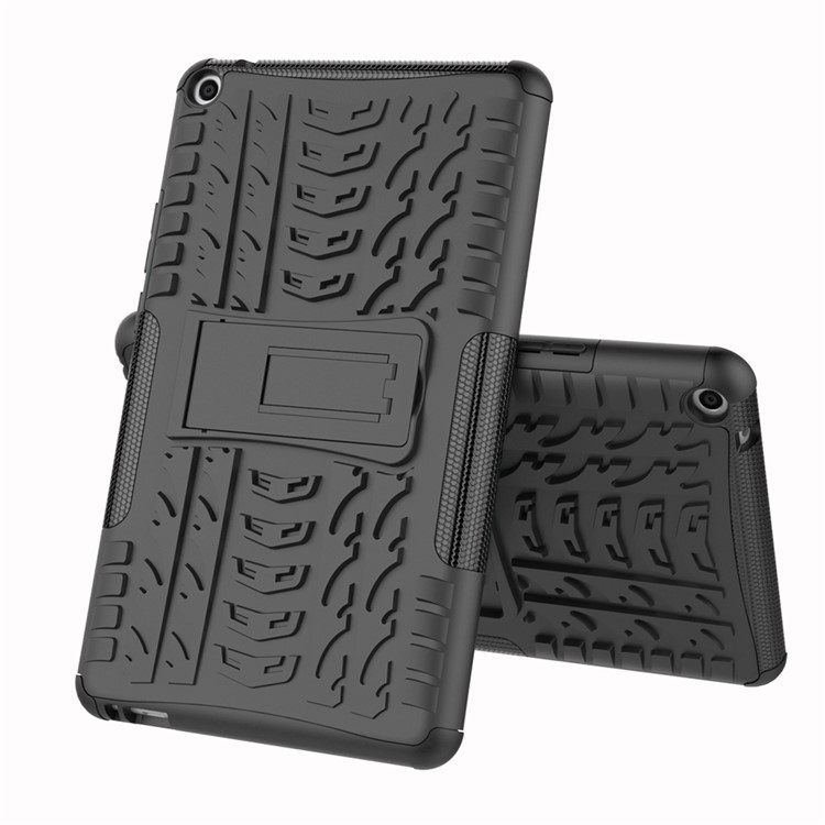 For Huawei MediaPad T3 8.0 Tyre Pattern PC + TPU Hybrid Phone Case with Kickstand - Black-8