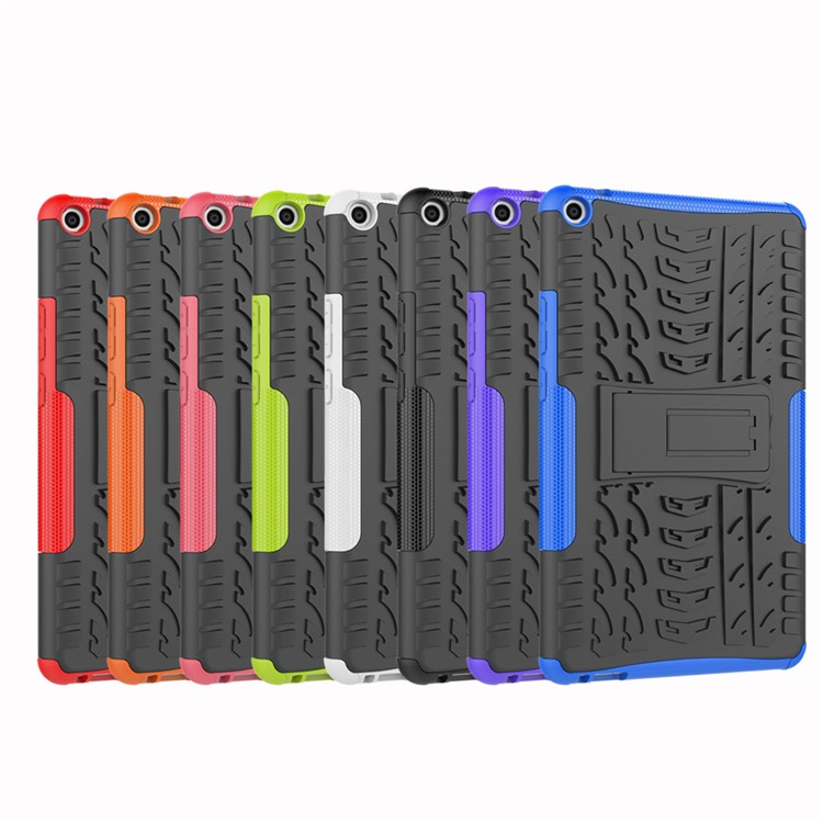 For Huawei MediaPad T3 8.0 Tyre Pattern PC + TPU Hybrid Phone Case with Kickstand - Black-9