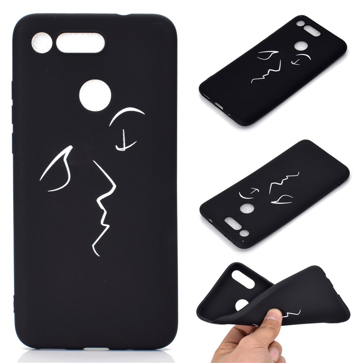 Matte Pattern Printing TPU Cell Phone Case Accessory for Huawei Honor View 20/V20 - Abstract Face-1