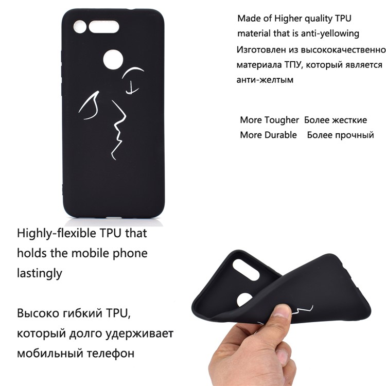 Matte Pattern Printing TPU Cell Phone Case Accessory for Huawei Honor View 20/V20 - Abstract Face-6