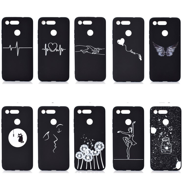 Matte Pattern Printing TPU Cell Phone Case Accessory for Huawei Honor View 20/V20 - Abstract Face-9