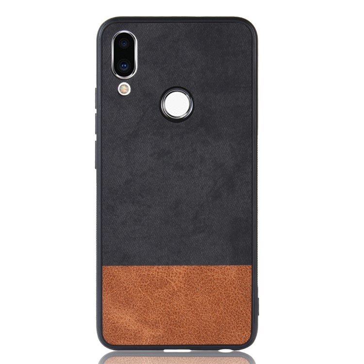 Bi-color Splicing PU Leather Coated PC TPU Hybrid Case Cover for Meizu Note9 - Black-2