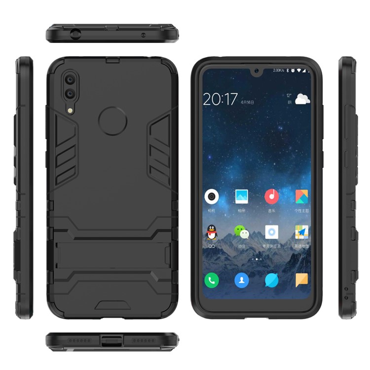 Plastic + TPU Hybrid Case with Kickstand for Huawei Y7 (2019) - Black-7