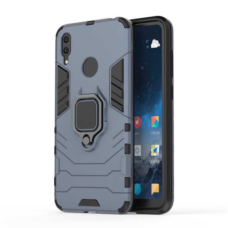 Finger Ring Kickstand PC + TPU Hybrid Phone Case for Huawei Y7 (2019) - Blue-2